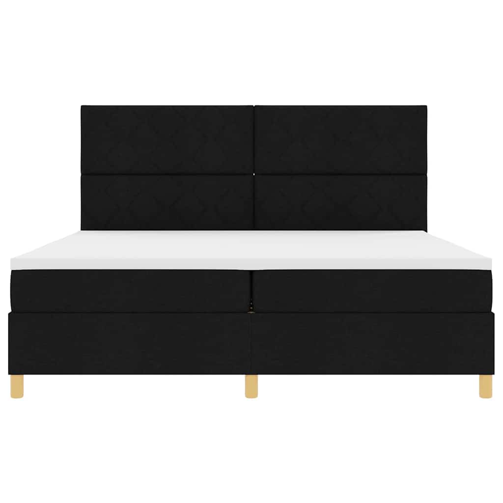 vidaXL Lit à sommier tapissier avec matelas Noir 200 x 200 cm Tissu