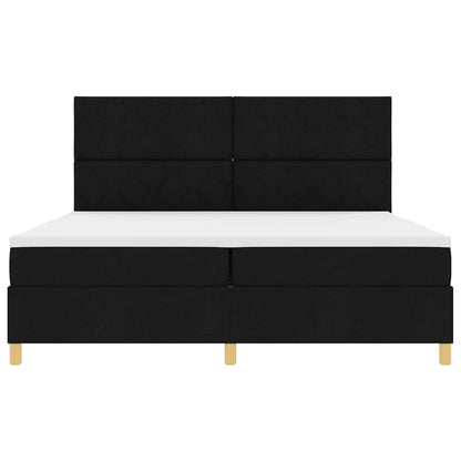 vidaXL Lit à sommier tapissier avec matelas Noir 200 x 200 cm Tissu