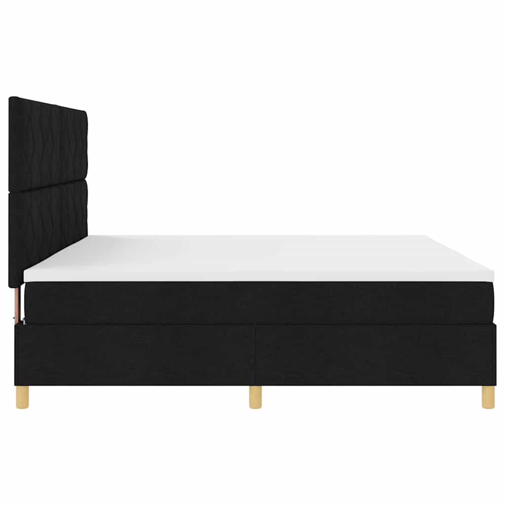 vidaXL Lit à sommier tapissier avec matelas Noir 200 x 200 cm Tissu