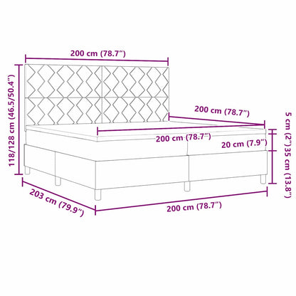 vidaXL Lit à sommier tapissier avec matelas Noir 200 x 200 cm Tissu