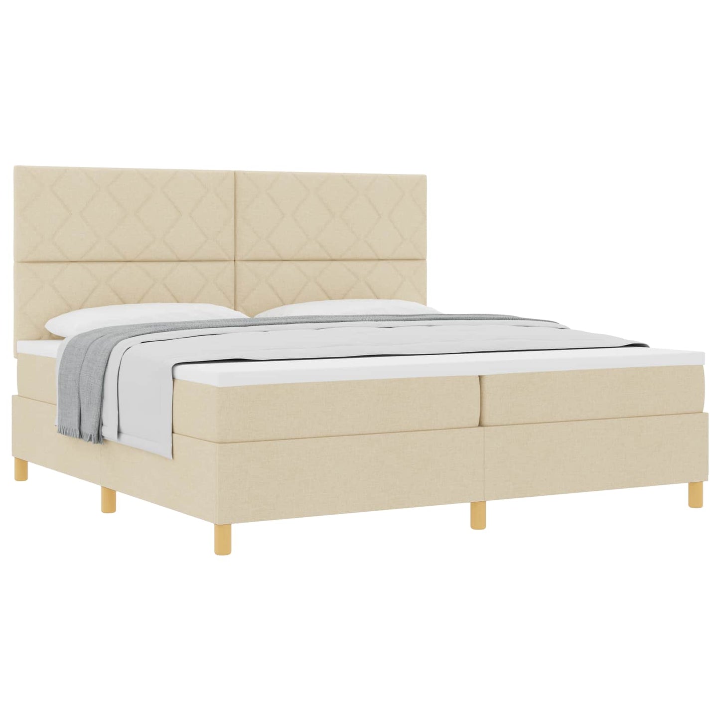 Boxspringbett mit Matratze Creme 200 x 200 cm Stoff