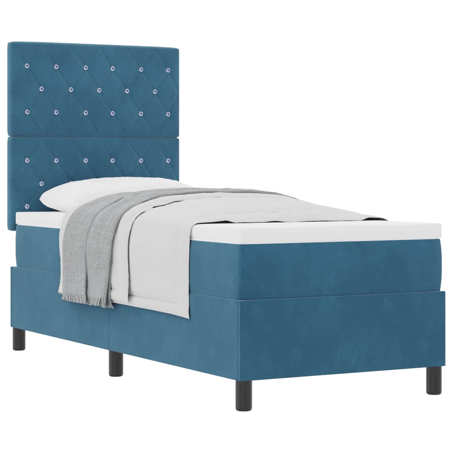 vidaXL Boxspringbett mit Matratze Dunkelblau 80 x 200 cm Stoff