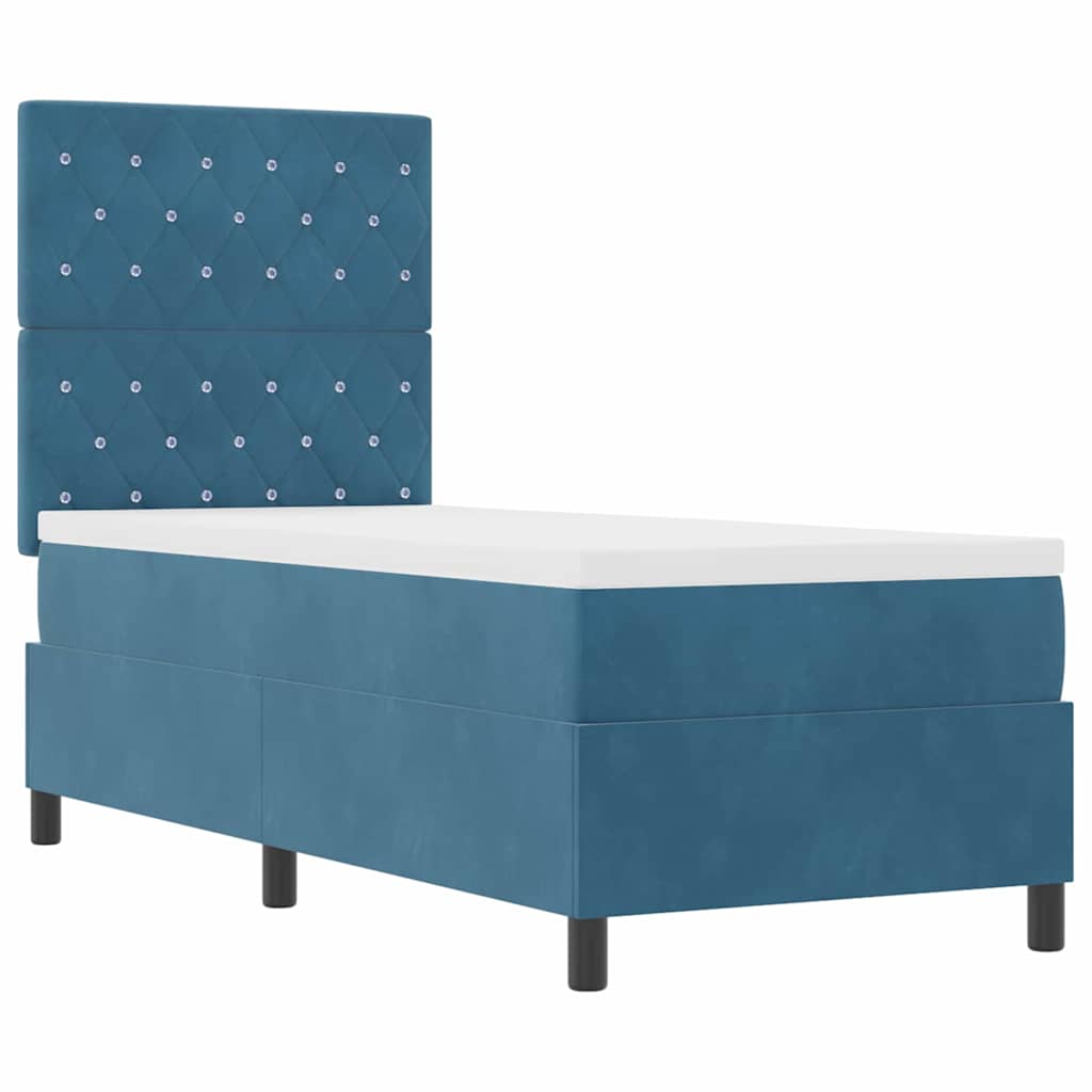 vidaXL Boxspringbett mit Matratze Dunkelblau 80 x 200 cm Stoff