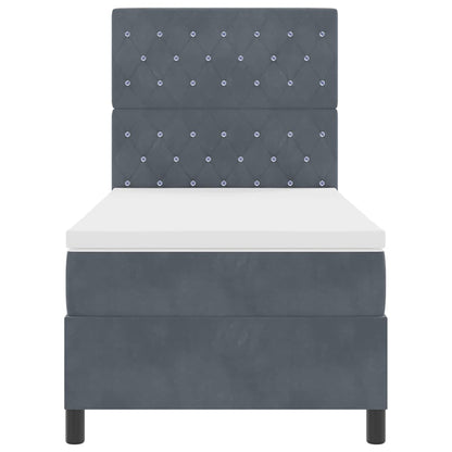 Boxspringbett mit Matratze Dunkelgrau 90 x 190 cm Samt