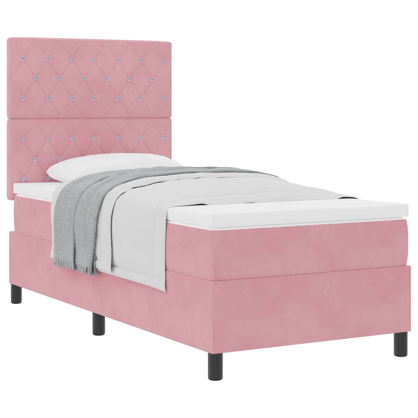 Boxspringbett mit Matratze mit Kopfteil Rosa 90 x 190 cm Samt