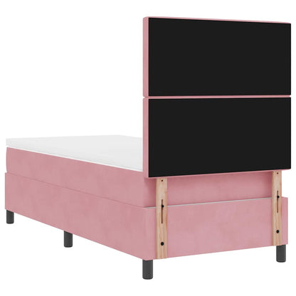 Boxspringbett mit Matratze mit Kopfteil Rosa 90 x 190 cm Samt