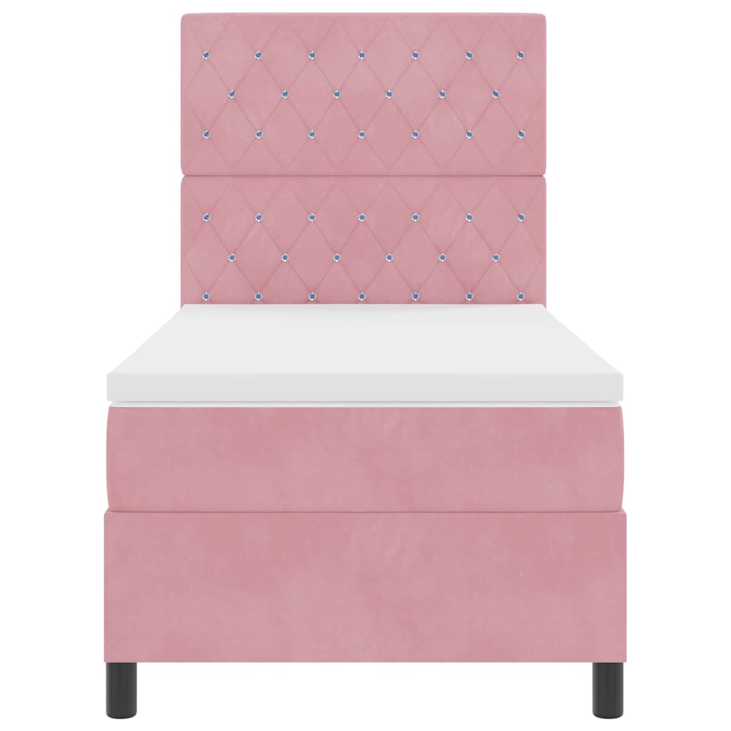 Boxspringbett mit Matratze mit Kopfteil Rosa 90 x 190 cm Samt
