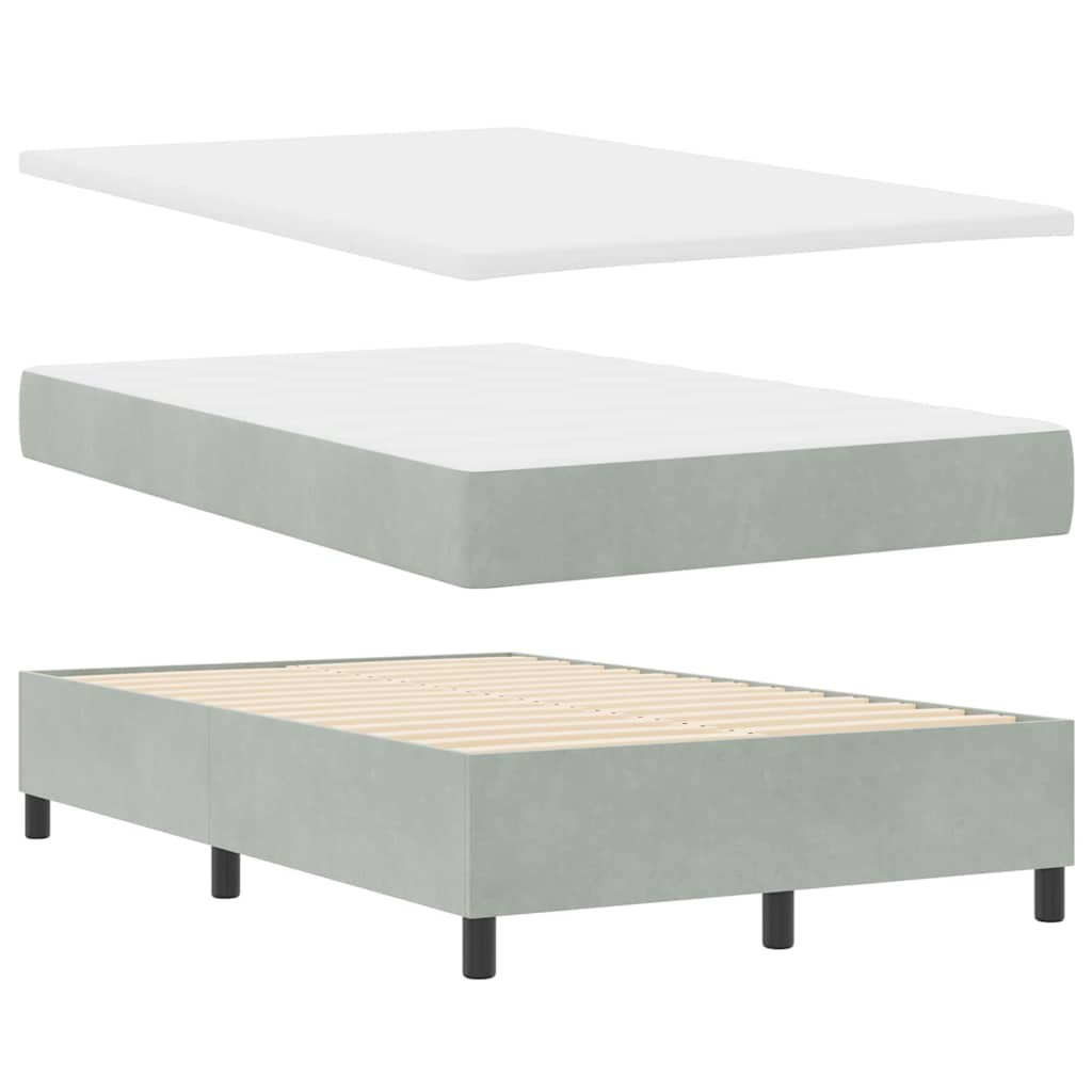 Boxspringbett mit Matratze Hellgrau 120 x 190 cm Samt