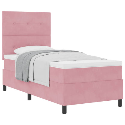 Boxspringbett mit Matratze mit Kopfteil Rosa 80 x 200 cm Samt