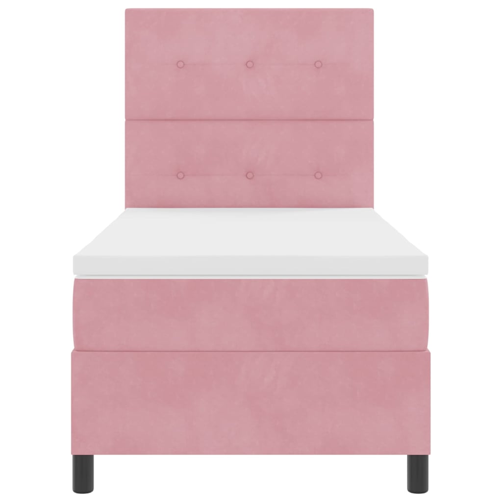 Boxspringbett mit Matratze mit Kopfteil Rosa 80 x 200 cm Samt