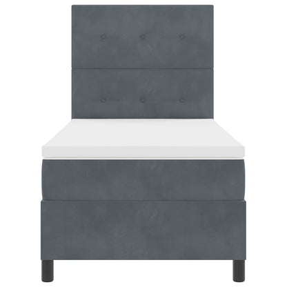 Boxspringbett mit Matratze Dunkelgrau 90 x 200 cm Samt