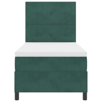 Boxspringbett mit Matratze Dunkelgrün 90 x 200 cm Samt