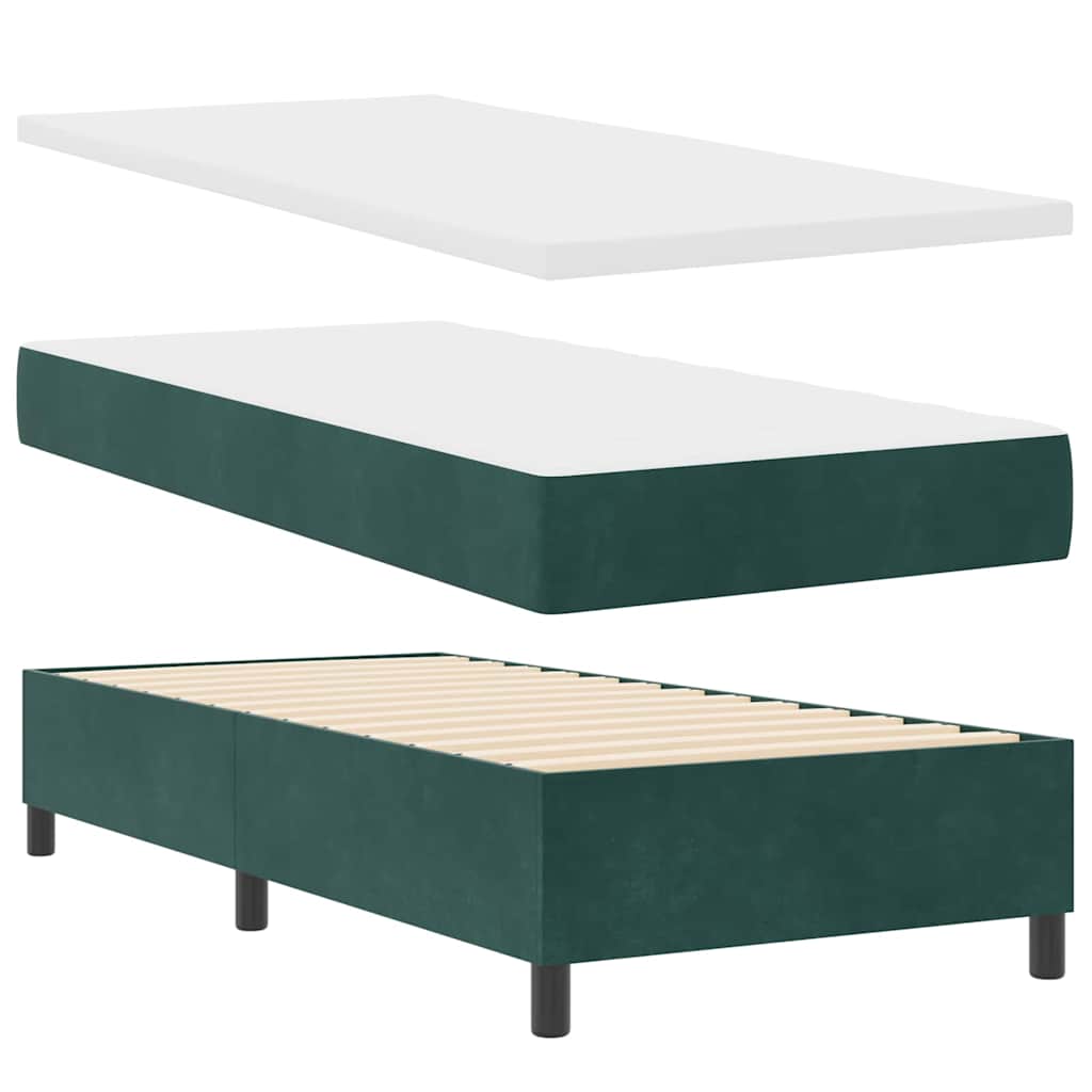 Boxspringbett mit Matratze Dunkelgrün 100 x 200 cm Samt