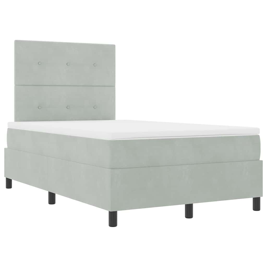 Boxspringbett mit Matratze Hellgrau 120 x 200 cm Samt