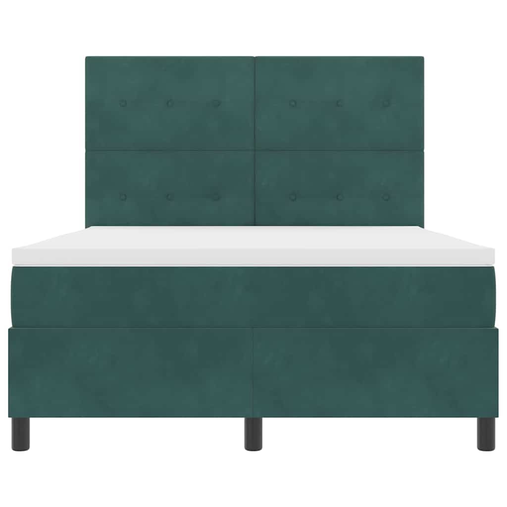 Boxspringbett mit Matratze Dunkelgrün 140 x 190 cm Samt