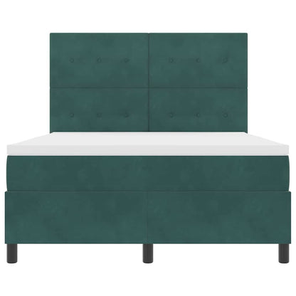 Boxspringbett mit Matratze Dunkelgrün 140 x 190 cm Samt