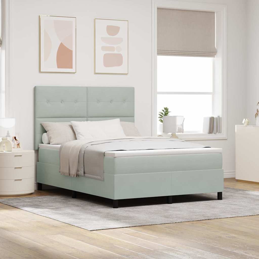 Boxspringbett mit Matratze Hellgrau 140 x 200 cm Samt
