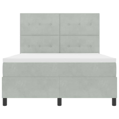 Boxspringbett mit Matratze Hellgrau 140 x 200 cm Samt