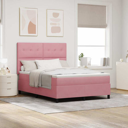 Boxspringbett mit Matratze mit Kopfteil Rosa 140 x 200 cm Samt