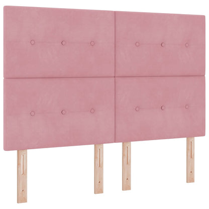 Boxspringbett mit Matratze mit Kopfteil Rosa 140 x 200 cm Samt