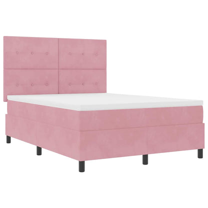 Boxspringbett mit Matratze mit Kopfteil Rosa 140 x 200 cm Samt