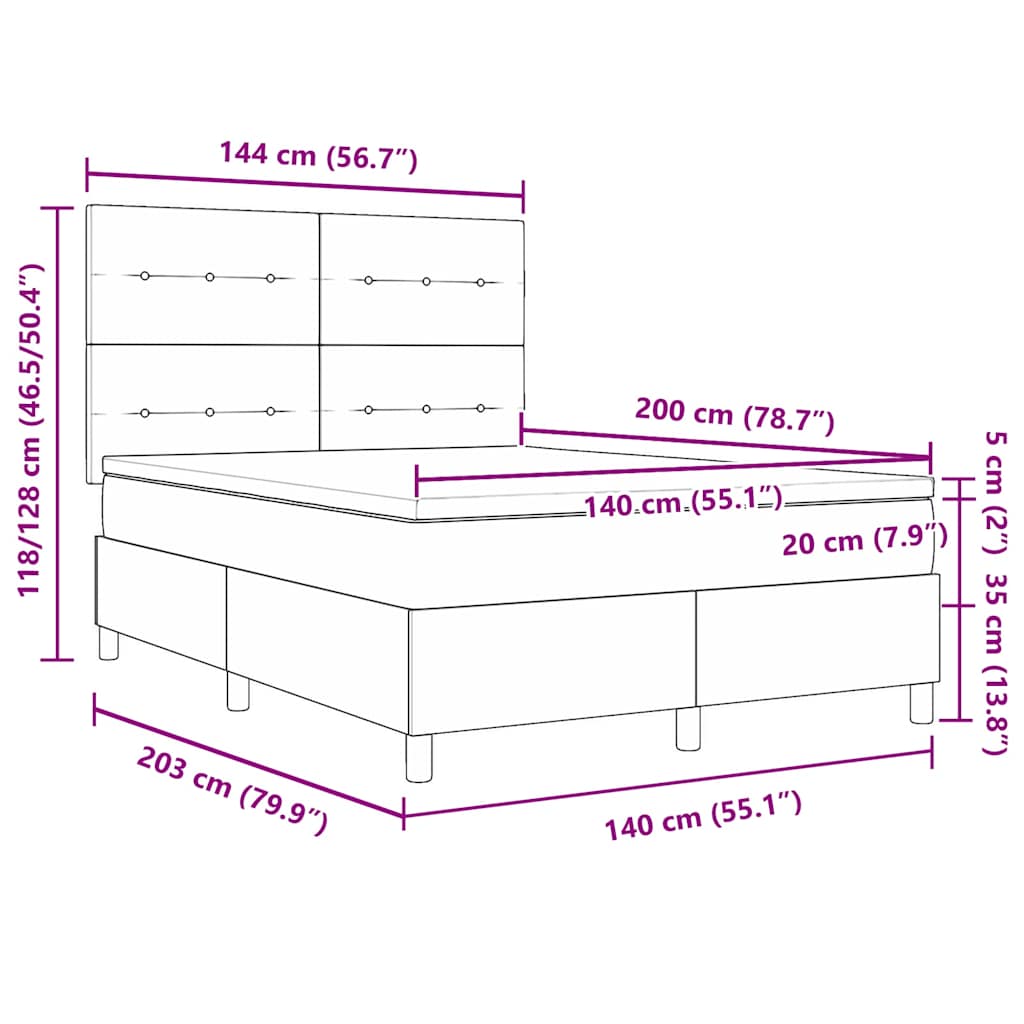 Boxspringbett mit Matratze mit Kopfteil Rosa 140 x 200 cm Samt