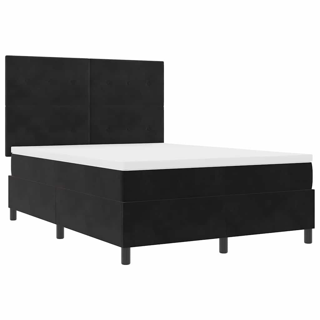 Boxspringbett mit Matratze Schwarz 160 x 200 cm Samt