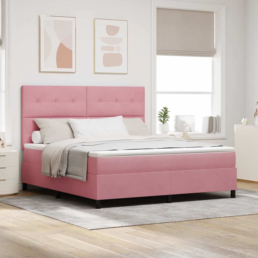 Boxspringbett mit Matratze mit Kopfteil Rosa 180 x 200 cm Samt