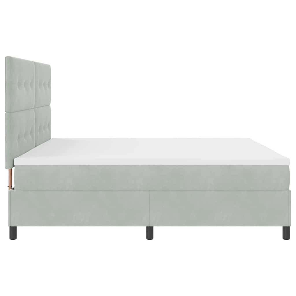 Boxspringbett mit Matratze Hellgrau 200 x 200 cm Samt