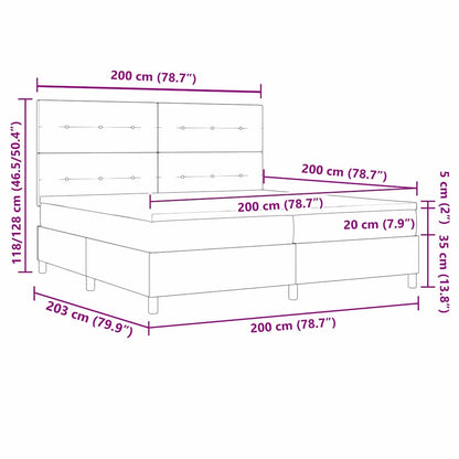 Boxspringbett mit Matratze Hellgrau 200 x 200 cm Samt
