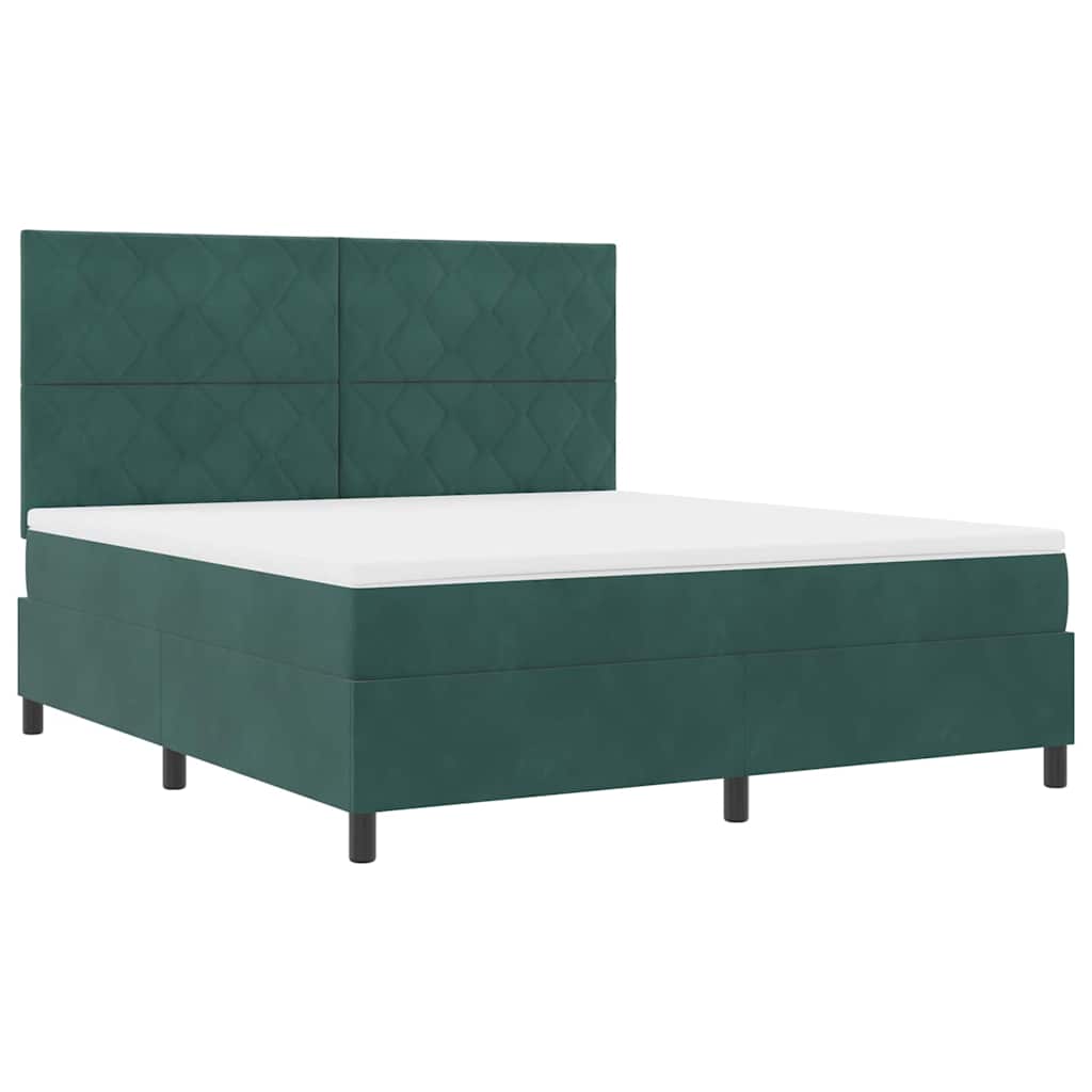 vidaXL Boxspringbett mit Matratze Dunkelgrün 180 x 200 cm Stoff
