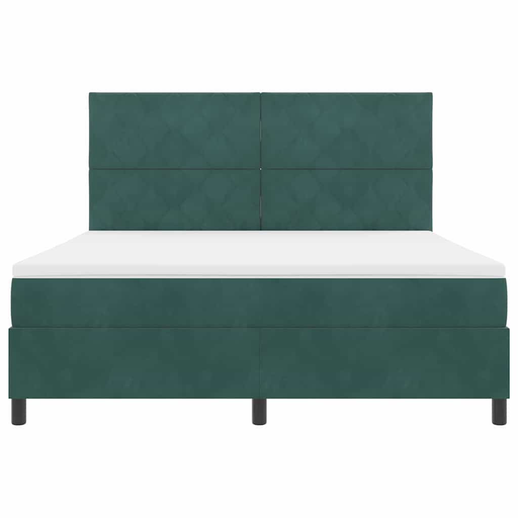 vidaXL Boxspringbett mit Matratze Dunkelgrün 180 x 200 cm Stoff