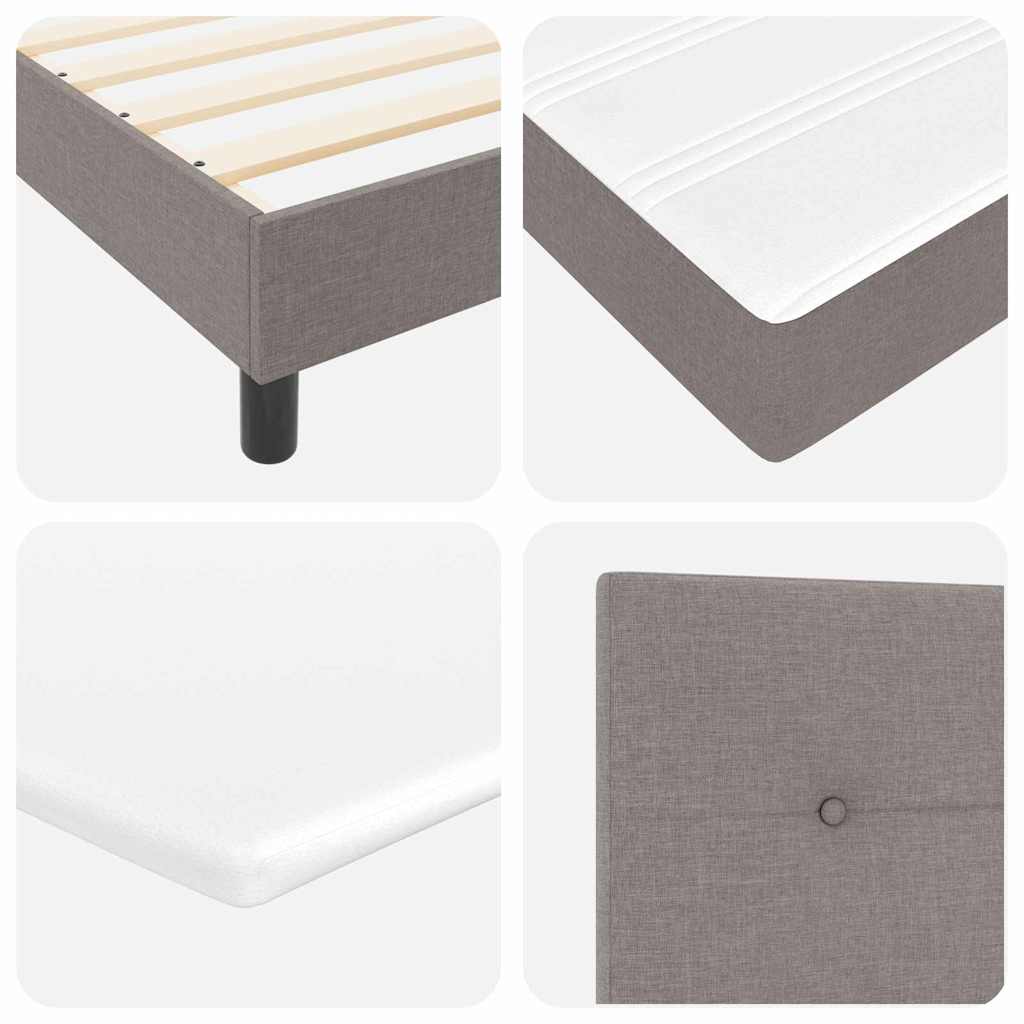 vidaXL Boxspringbett mit Matratze mit Kopfteil Taupe 90 x 200 cm Stoff