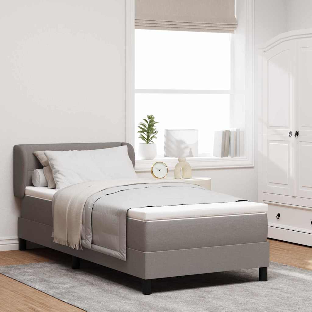 vidaXL Boxspringbett mit Matratze mit Kopfteil Taupe 90 x 200 cm Stoff