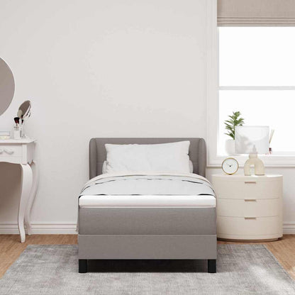 vidaXL Boxspringbett mit Matratze mit Kopfteil Taupe 90 x 200 cm Stoff