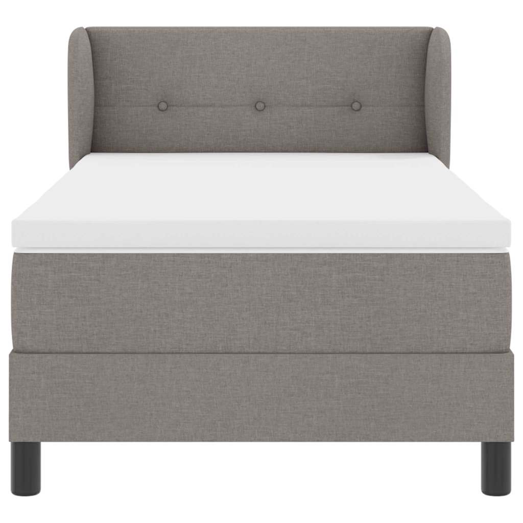 vidaXL Boxspringbett mit Matratze mit Kopfteil Taupe 90 x 200 cm Stoff