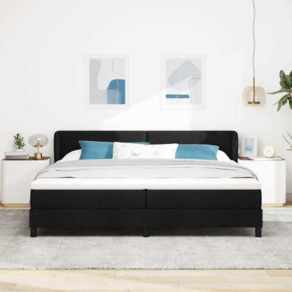 vidaXL Lit à sommier tapissier avec matelas Noir 200 x 200 cm Tissu