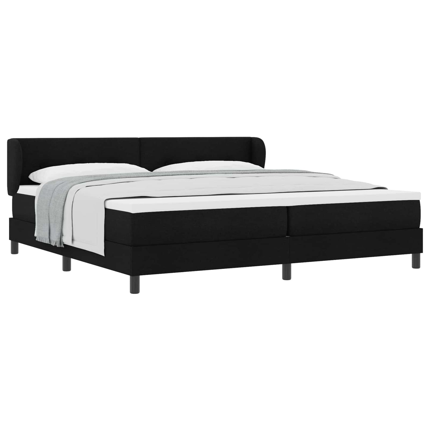 vidaXL Lit à sommier tapissier avec matelas Noir 200 x 200 cm Tissu