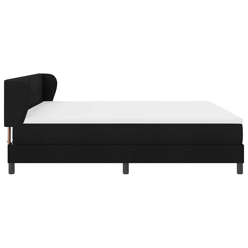 vidaXL Lit à sommier tapissier avec matelas Noir 200 x 200 cm Tissu