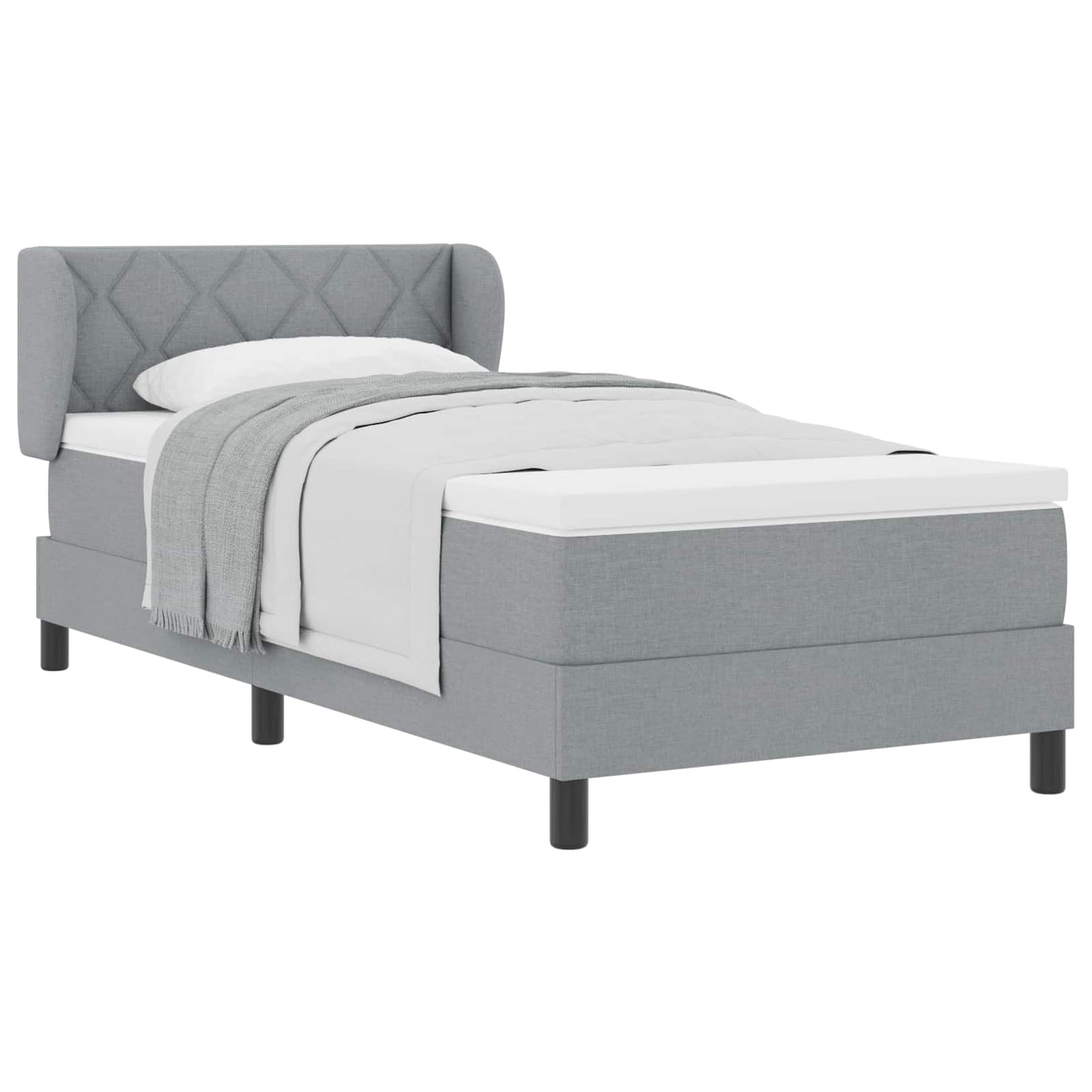 Boxspringbett mit Matratze Hellgrau 90 x 190 cm Stoff