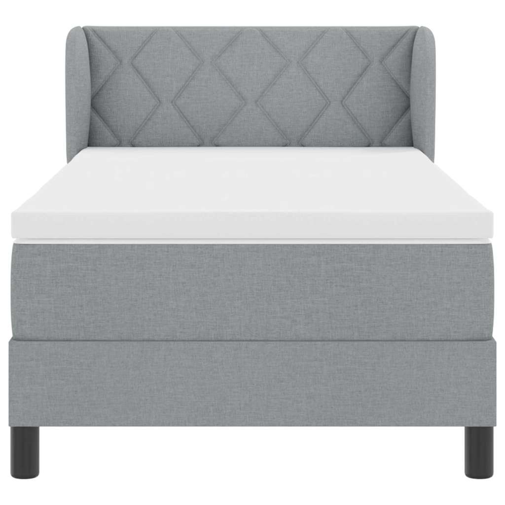 Boxspringbett mit Matratze Hellgrau 90 x 190 cm Stoff