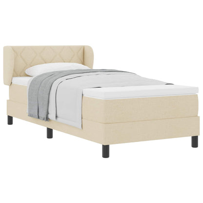 Boxspringbett mit Matratze mit Kopfteil Creme 90 x 200 cm Stoff