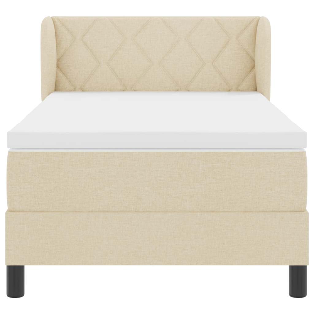 Boxspringbett mit Matratze mit Kopfteil Creme 90 x 200 cm Stoff