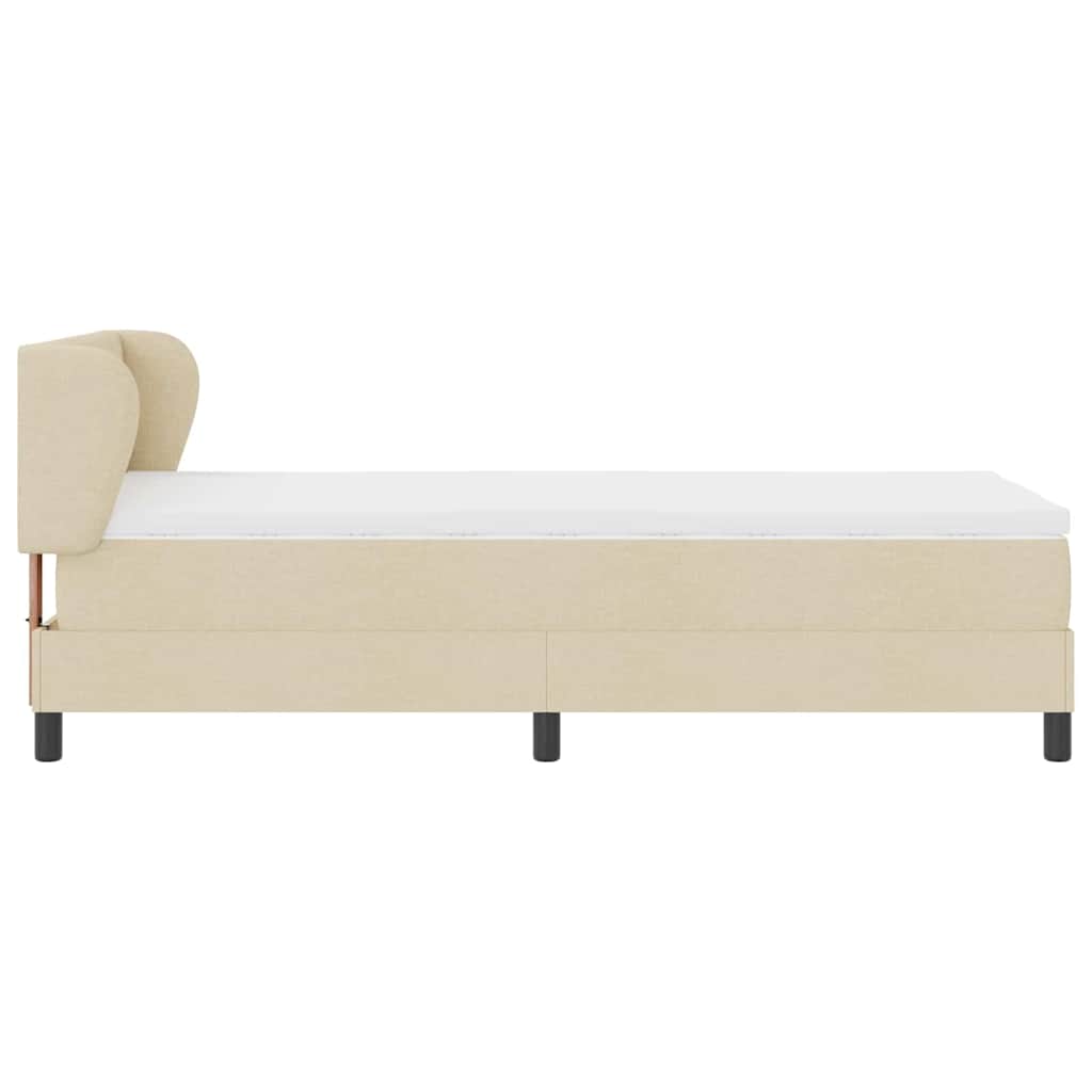 Boxspringbett mit Matratze mit Kopfteil Creme 90 x 200 cm Stoff