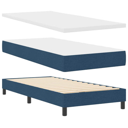 Boxspringbett mit Matratze mit Kopfteil Blau 100 x 200 cm Stoff