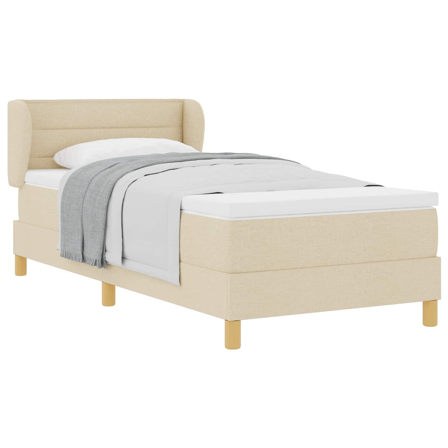 Boxspringbett mit Matratze mit Kopfteil Creme 80 x 200 cm Stoff