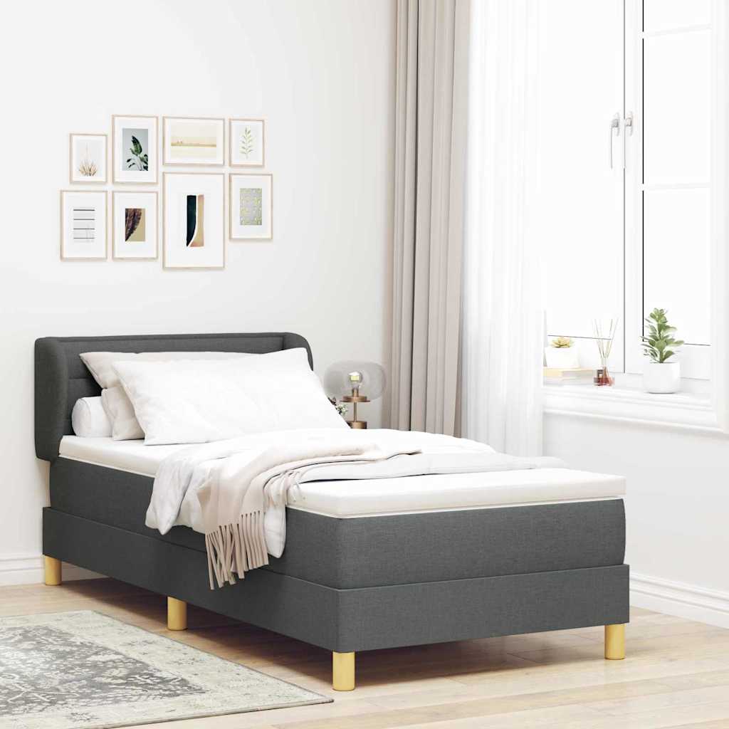 Boxspringbett mit Matratze Dunkelgrau 90 x 190 cm Stoff