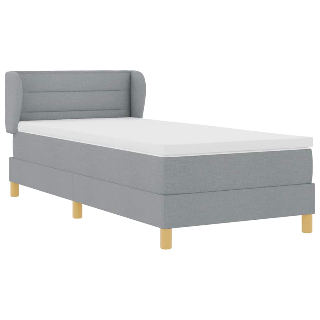 Boxspringbett mit Matratze Hellgrau 90 x 200 cm Stoff