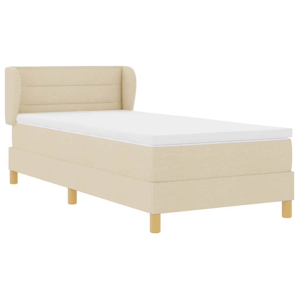 Boxspringbett mit Matratze mit Kopfteil Creme 90 x 200 cm Stoff