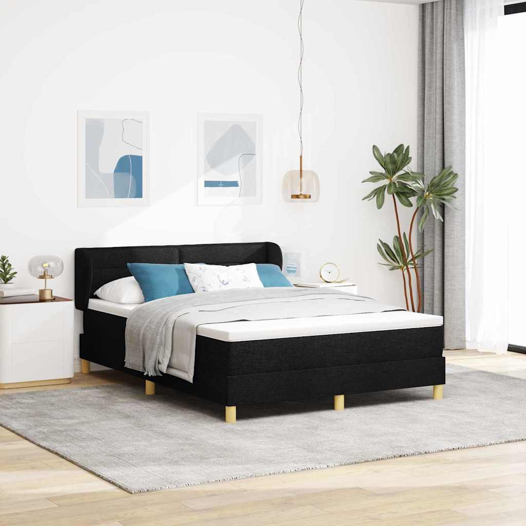 vidaXL Boxspringbett mit Matratze Schwarz 140 x 190 cm Stoff
